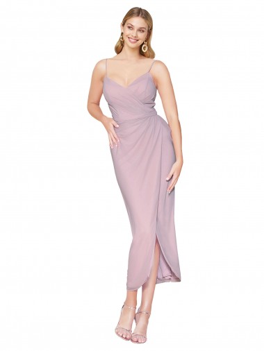 Knee Length Sleeveless Soft Chiffon Primrose Mermaid High Low Evening Gown / Prom Dress / Bridesmaid Dress Aberdeen