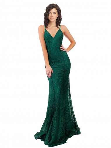 Long Sleeveless Lace Dark Green Mermaid Black Tie Evening Gown / Prom Dress / Bridesmaid Dress Aberdeen