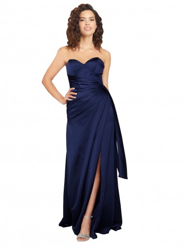 Long Sleeveless Silk like Satin Sapphire A-Line Formal Evening Gown / Prom Dress / Bridesmaid Dress Aberdeen