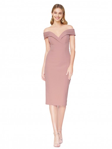 Knee Length Sleeveless Stretch Crepe Dusty Pink Mermaid Black Tie Evening Gown / Prom Dress / Bridesmaid Dress Aberdeen
