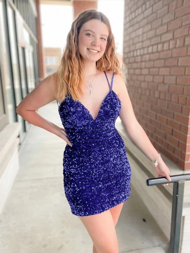 Short Sleeveless Velvet Sequin Sheath Cocktail Dress / Prom Dress Aberdeen